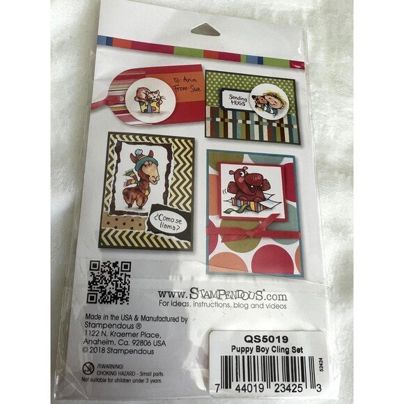 STAMPENDOUS clear stamps & cutting dies QS5019-Puppy Boy Cling Set Rubber Stamps - Picture 2 of 2